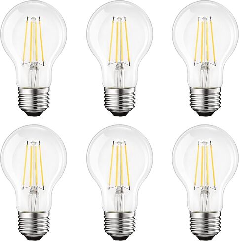 LUXRITE Vintage A19 LED Light Bulbs 60W Equivalent, 3000K Soft White Dimmable, 800 Lumens, Standard LED Edison Bulb 8W, UL Listed, E26 Base (4 Pack) in Kuwait