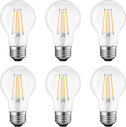 LUXRITE Vintage A19 LED Light Bulbs 60W Equivalent, 3000K Soft White Dimmable, 800 Lumens, Standard LED Edison Bulb 8W, UL Listed, E26 Base (4 Pack) in Kuwait