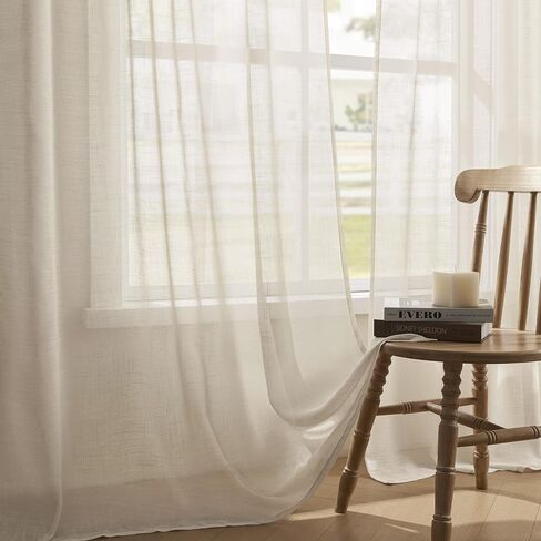 Joydeco Linen Curtains, 2 Panels Set, Light Filtering, 63 Inch Long, Living Room, Pistachio Shell in Saudi Arabia