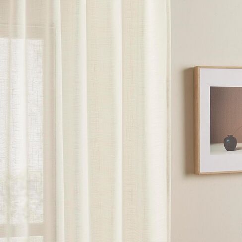 Joydeco Linen Curtains, 2 Panels Set, Light Filtering, 63 Inch Long, Living Room, Pistachio Shell in Saudi Arabia