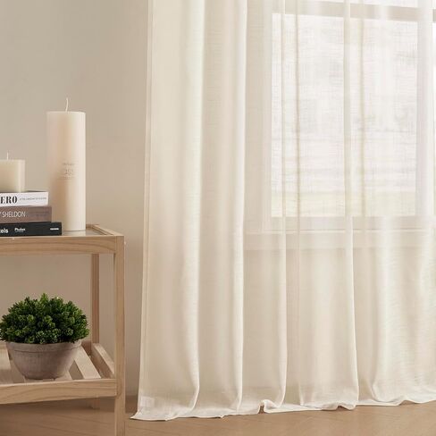 Joydeco Linen Curtains, 2 Panels Set, Light Filtering, 63 Inch Long, Living Room, Pistachio Shell in Saudi Arabia