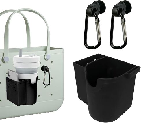 Accessories for Bogg Bag, Black Silicone Cup Holder for Bogg Bag, with 2pcs Key Holder for Bogg Bag, Phone Holder and Sunglasses Holder, Waterproof and Sandproof for Small & XL Bogg Bag in Saudi Arabia