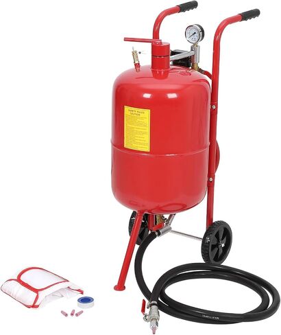 Sand Blaster 10 Gallon, Portable Air Sandblaster 125PSI, High Pressure Air Sandblaster with 6" Wheels, Rust Removal and Special Surface Treatment of Material, Red in Saudi Arabia