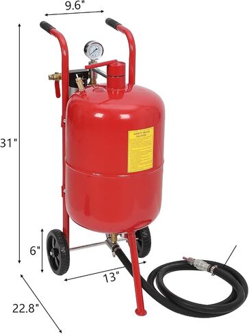 Sand Blaster 10 Gallon, Portable Air Sandblaster 125PSI, High Pressure Air Sandblaster with 6" Wheels, Rust Removal and Special Surface Treatment of Material, Red in Saudi Arabia