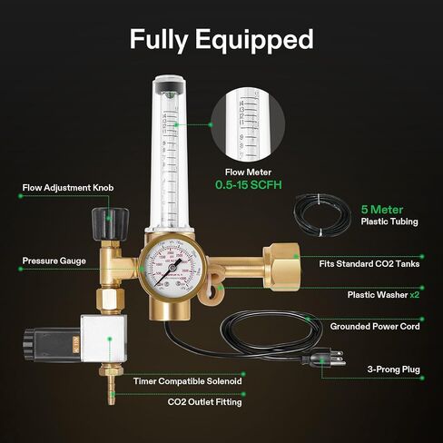 VIVOSUN Nitrogen Regulator with CGA580 Inlet and 7/16'' UNF Outlet Connection, Heavy-Duty Handle Helium Regulator with Double Pressure Gauge in Saudi Arabia
