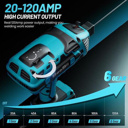ماكينة لحام محمولة من Seesii، 20-120 أمبير 110 فولت مع 6 تعديلات تيار متغير مناسبة لقضبان اللحام 3/64 بوصة - 1/8 بوصة، تصميم للعمل الجوي، لحام DIY، لحام المنزل أو لحام السيارة in Kuwait