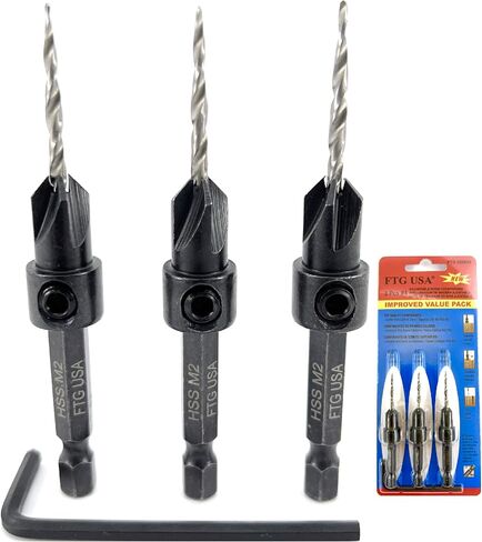 Adjustable Wood Countersink Drill Bit #14 (1/4") with Tapered Drill Bit for Woodworking in Kuwait