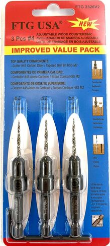 Adjustable Wood Countersink Drill Bit #14 (1/4") with Tapered Drill Bit for Woodworking in Kuwait