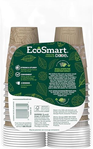 أكواب قهوة ورقية من الألياف المعاد تدويرها بنسبة 100% مع أغطية من ديكسي إيكو سمارت، 16 أونصة، 96 قطعة (عبوة من 6 قطع)، فناجين قهوة ورقية كبيرة للمشروبات الساخنة in Kuwait
