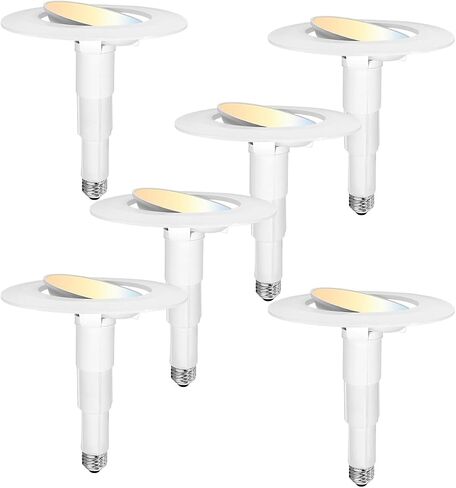 5/6 Inch Retrofit Gimbal LED Recessed Downlight,Angled Adjustable,5CCT Selectable 2700K/3000K/3500K/4000K/5000K Adjustable Recessed Lighting,13W=60W,800LM,Can Light Dimmable,E26,4Pack in Saudi Arabia