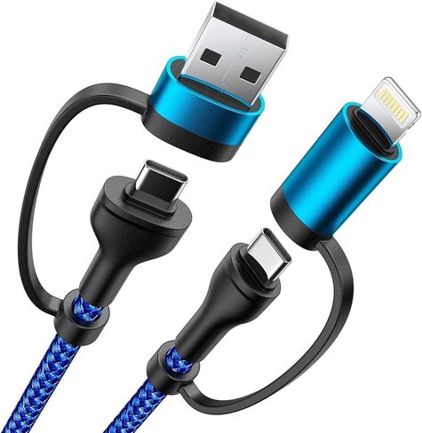 XUDUO USB C كابل نوع C شاحن 4 في 1 شحن سريع 60 وات محول كابل USB-C إلى USB-C لشاحن iPad سلك شحن سريع متعدد يناسب iPhone 15/15 Pro/15 Plus/14 Pro Max، 6FT in Kuwait