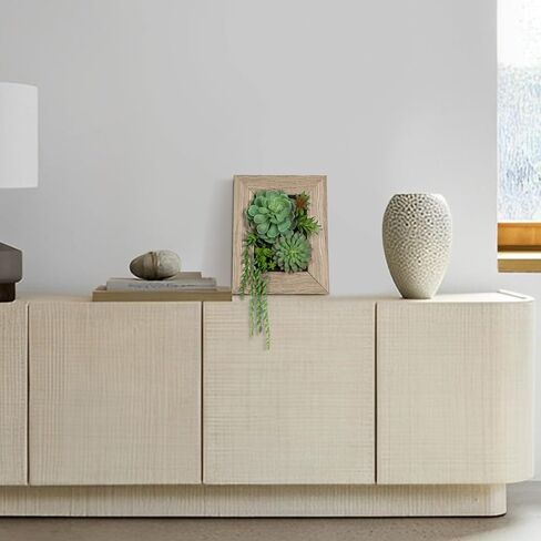 Fake Plants Succulents 3D Artificial Wall Hanging Plants Indoor Faux Succulent Arrangement in Wooden Planter for Home Farmhouse Kitchen Console Table Wall Decoration in Kuwait