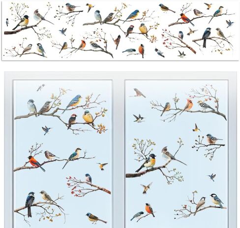 Window Static Clings Stickers Decal for Large Window 47.2"x11.8",1 Sheet Grass and Butterflies Patterns Decorative Removable Window Sticker Cling for Home Office Glass Window Decor in Saudi Arabia