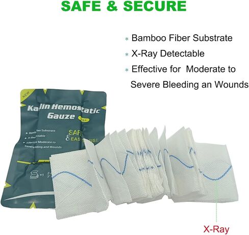 Quick Clotting First Aid Gauze – Kaolin Hemostatic Gauze – Z Fold Clotting Gauze for Control Moderate to Severe Wound Bleeding 3" x 12', Pack of 1 in Saudi Arabia