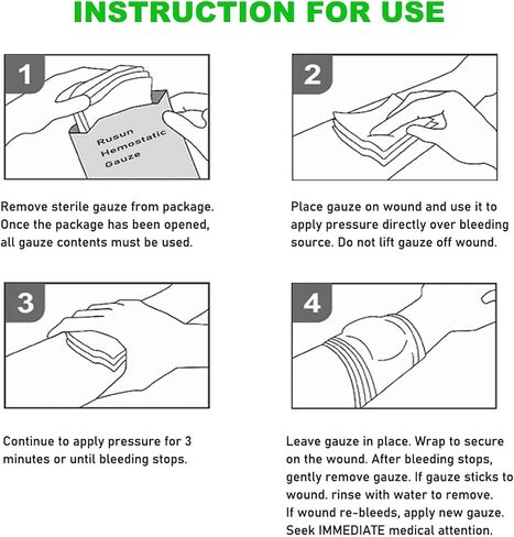 Quick Clotting First Aid Gauze – Kaolin Hemostatic Gauze – Z Fold Clotting Gauze for Control Moderate to Severe Wound Bleeding 3" x 12', Pack of 1 in Saudi Arabia