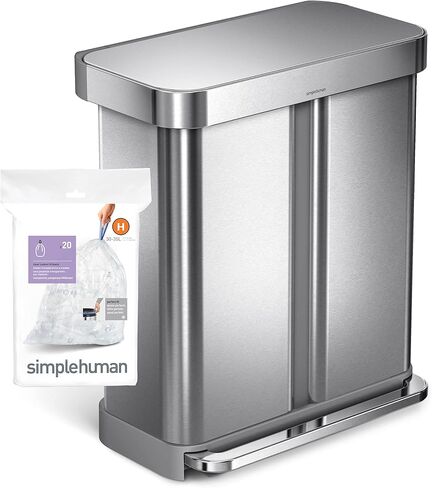 simplehuman Code D 60 Count, Genuine Custom Fit Liners, Drawstring Trash Bags in Dispenser Packs, 20 Liter / 5.3 Gallon, Blue in Saudi Arabia