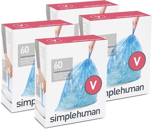 simplehuman Code D 60 Count, Genuine Custom Fit Liners, Drawstring Trash Bags in Dispenser Packs, 20 Liter / 5.3 Gallon, Blue in Saudi Arabia
