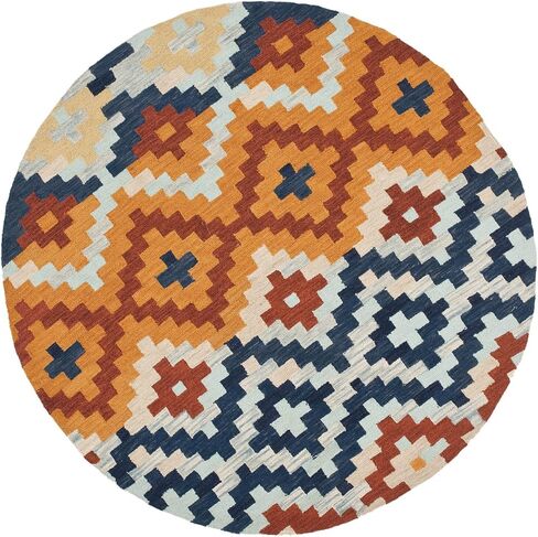 سجادة منطقة SAFAVIEH Chelsea Collection - 5'3" x 8'3"، برتقالية ومتعددة، صوف ريفي فرنسي معلق يدويًا، مثالية للمناطق ذات حركة المرور العالية في غرفة المعيشة وغرفة النوم (HK726A) in Saudi Arabia