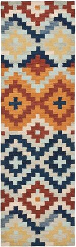 سجادة منطقة SAFAVIEH Chelsea Collection - 5'3" x 8'3"، برتقالية ومتعددة، صوف ريفي فرنسي معلق يدويًا، مثالية للمناطق ذات حركة المرور العالية في غرفة المعيشة وغرفة النوم (HK726A) in Saudi Arabia