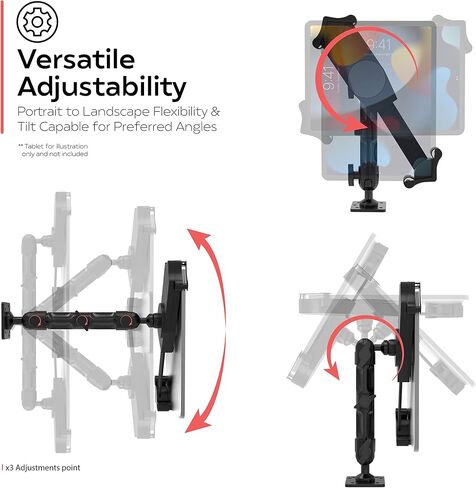 Tabletop Wall Mount – CTA Multi-Mount Carbon Fiber Support Arm for iPad 10th Gen 10.9" - iPad 7/8/9 Gen 10.2" - iPad Pro 12.9" - iPad Air 3 - Surface Pro 4 - Galaxy Tab S3 & More - Black (AUT-VDM) in Saudi Arabia