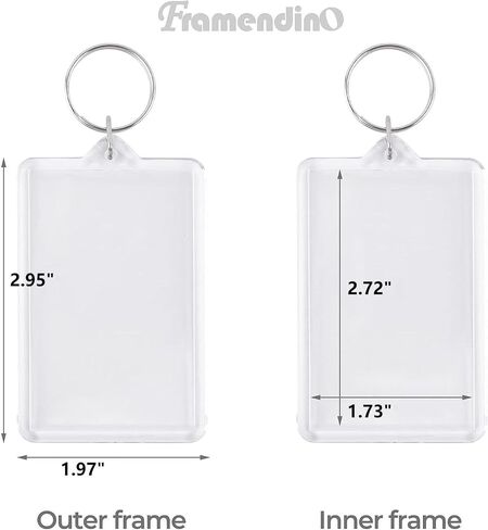 Framendino, Acrylic Keychain Blanks Rectangle Photo Frame Keychain Photo Insert Blank Keyrings 2 x 3 Inch in Saudi Arabia