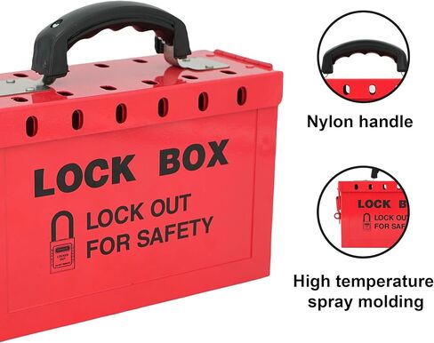 صندوق قفل مجموعة Tagout لإجراءات LOTO للمجموعة المتوافقة مع OSHA، صندوق LOTO فولاذي محمول أحمر، كل صندوق قفل أمان للمجموعة يقبل 13 قفلًا، حزمة واحدة لمحطة قفل العلامة الخارجية in Kuwait