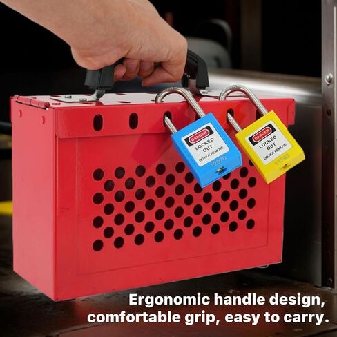 صندوق قفل مجموعة Tagout لإجراءات LOTO للمجموعة المتوافقة مع OSHA، صندوق LOTO فولاذي محمول أحمر، كل صندوق قفل أمان للمجموعة يقبل 13 قفلًا، حزمة واحدة لمحطة قفل العلامة الخارجية in Kuwait