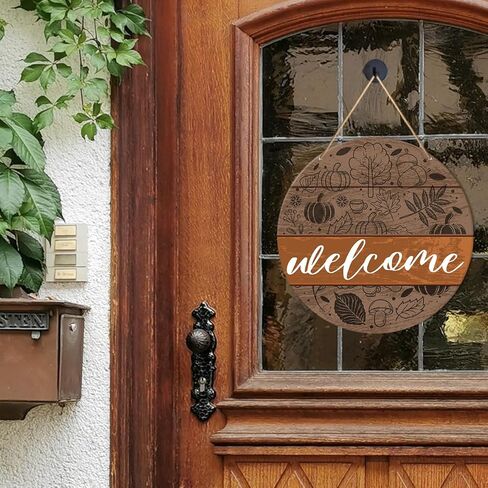 Muktoujaumai سقوط علامة ترحيب ديكور الباب الأمامي، الخريف ريفي جولة معلقة علامة ديكور مزرعة الخريف جدار الزينة الحصاد الشكر علامة الخشب للشرفة، المنزل، مكتب in Kuwait