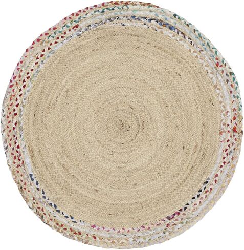 SAFAVIEH Cape Cod Collection Area Rug - 3' Round, Ivory & Light Beige, Handmade Braided Jute, Ideal for High Traffic Areas in Living Room, Bedroom (CAP207B) in Saudi Arabia
