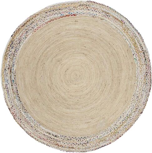 SAFAVIEH Cape Cod Collection Area Rug - 3' Round, Ivory & Light Beige, Handmade Braided Jute, Ideal for High Traffic Areas in Living Room, Bedroom (CAP207B) in Saudi Arabia