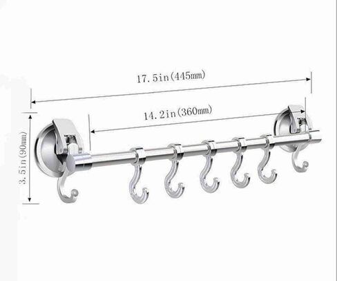 Suction Cup Hook Rack Bar Rail Hanger Shower Utensil Hook Hooks Organizer for Kitchen Utensils and Bathroom Accessories .,Black. in Saudi Arabia