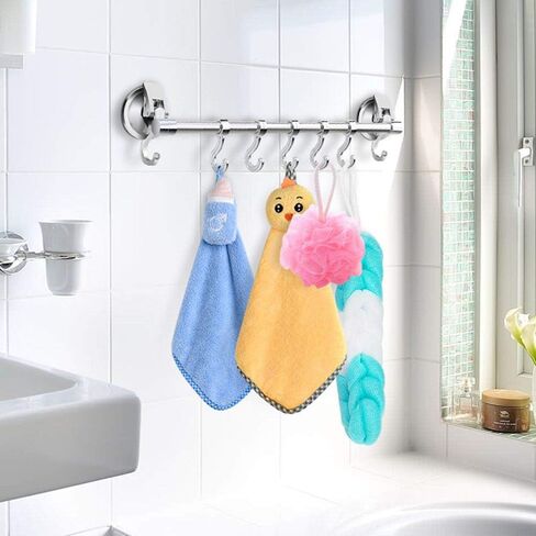 Suction Cup Hook Rack Bar Rail Hanger Shower Utensil Hook Hooks Organizer for Kitchen Utensils and Bathroom Accessories .,Black. in Saudi Arabia