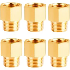 10 Pcs Brass Pipe Fitting Adapter, 1/8" to 1/8" Reducer Adapter, 1/8 Inch NPT Male Pipe x 1/8 Inch NPT Female Pipe Reducer Hex Bushing, 1/8'' NPT Brass Pipe Extension Fittings