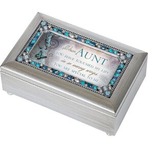 Cottage Garden Dear Aunt Touched My Life Jeweled Silverton Petite Music Box Plays Wonderful World