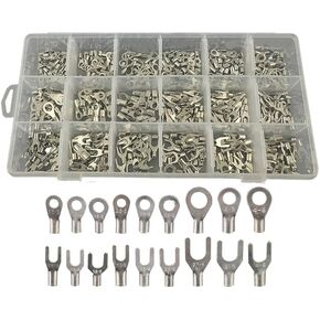 420pcs 18 Values Non-Insulated Ring Spade Fork Terminals Connector Assortment Set Kit