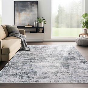 8x10 Area Rugs - Washable Rug for Living Room, Ultra-Thin Abstract Rug, Indoor Non-Slip Rug for Bedroom, Stain Resistant Large Area Rug, Super Soft Low Pile Rugs
