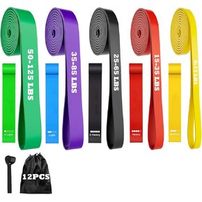 Resistance Bands Set, 12 PCS Resistance Bands for Working Out, Exercise Bands for Men&Women, Heavy Duty Workout Bands with Door Anchor,Carry Bag for Fitness Bands Home Gym Outdoor Travel Equipment