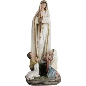 Our Lady of Fatima Statue - 12 Inch Our Lady of Fatima with Children Figure Hand Painted Blessed Virgin Mary Statue Catholic Home Decor