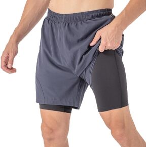 Mens Running Shorts with Compression Liner 2 in 1 Gym Shorts 5 Inch Lightweight Quick Dry in Saudi Arabia