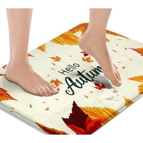 Britimes Halloween Bath Mats for Bathroom Bathroom Mats Rugs No Silp Orange Maple Leaf Hello Autumn Graves Washable Cover Floor Rug Carpets Floor Mat Bathroom Decorations 16x24 for Kitchen Bedroom