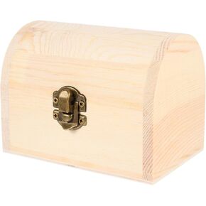 Hemoton Wooden Box Unfinished Wood Treasure Chest Keepsake Jewelry Box Craft Box with Lock Vintage Wooden Treasure Box Wooden Storage Box for Tool Toy Crafts Jewelry