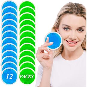 12 Pack Small Ice Packs for Injuries Reusable,Hot and Cold Gel Soft Ice Packs for Face,Eyes,Neck,Wisdom Teeth,Foot,Headache,Allergies,Shoulder Pain Relief for Kids,Warm and Cold Compress for Boo Boos