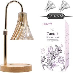 Candle Warmer Lamp Dimmable Candle Lamp with Timer Adjustable Height Flameless Wax Warmer Lamp Home Decor Electric Heating Warmer Lamp for Jar Candles with Gift Packaging and Two Bulbs