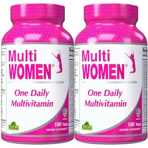 ALFA VITAMINS Multi Women Vitamins Dietary Supplement with Essential Vitamins & Minerals for Women - Amino Acids + Antioxidants - 100 Tablets (2 Pack)