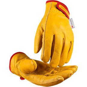 toolant Winter Leather Work Gloves, Warm Thinsulate Lining for Cold Weather Work, 100% Full Grain Cowhide with Abrasion and Puncture Resistance, Size Large
