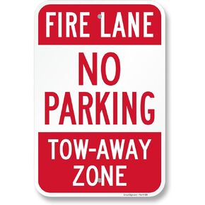 SmartSign (Pack of 4) 18 x 12 inch "Fire Lane - No Parking, Tow-Away Zone" Sign, 120 mil Thick Aluminum Composite (ACM), Engineer Grade Reflective Material, Red and White, Made in USA