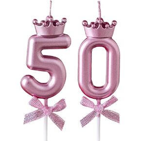 Pink Crown Birthday Candles Numbers for Cakes Cupcake Candle Happy Birthday 3D Designed Wedding Anniversary Party Cake Topper Decorations(1st