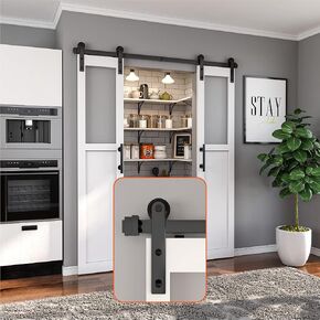 ZEKOO 11 FT Hardware Kit for Cabinet Closet, Sliding Door Hardware for Double , Heavy Duty Black barn door Track with Steel Hanger, Slide Smoothly Quietly, Easy Install