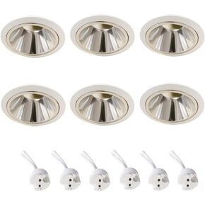 6 Pack EC2020 LED Wall Washer Light Downlight Fixture Housing MR16 Cut Out Size: 3inch Aluminium GU5.3 Trimless Recessed Round Frame