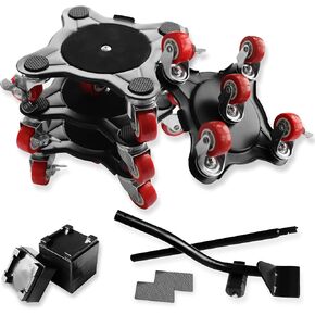 XXL Furniture Movers with 5 Wheels - Enhanced Furniture Dolly & Lifter Sliders Tool for Easy Moving Refrigerator Couch Desk, Heavy Duty Moving Dolly, 3000lbs Load Capacity(Black 4Pack+1Lifter)